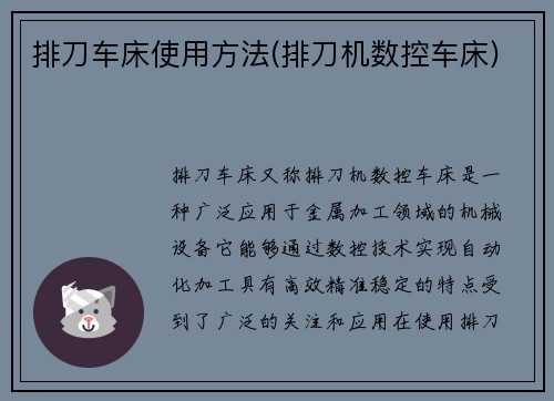 排刀车床使用方法(排刀机数控车床)